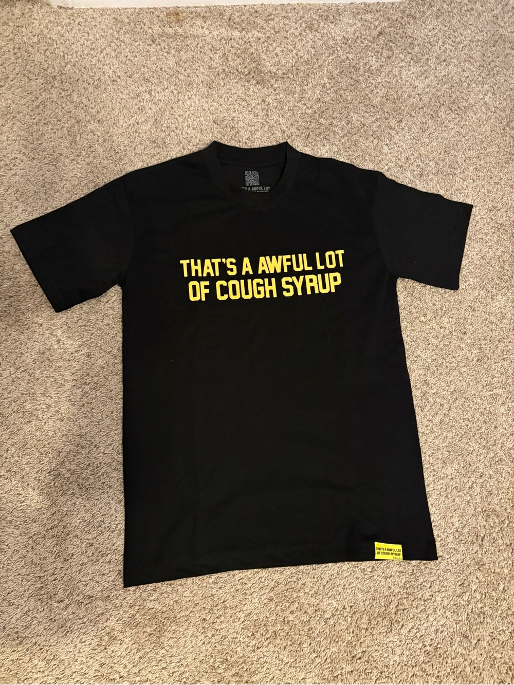 Black Graphic Tee with Yellow Slogan